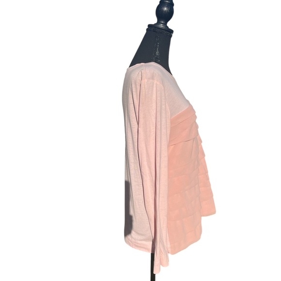 Women’s salmon color long sleeve ruffle shirt by Tribeca Size L - Picture 3 of 4